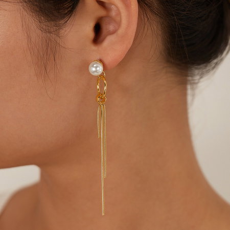 Cercei inox lungi cu perle [14]
