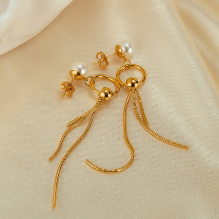 Cercei inox lungi cu perle [8]