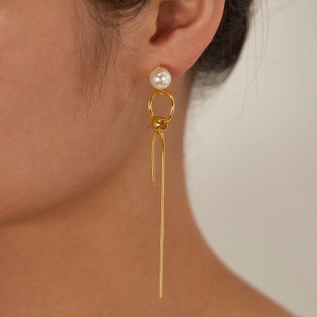 Cercei inox lungi cu perle [11]