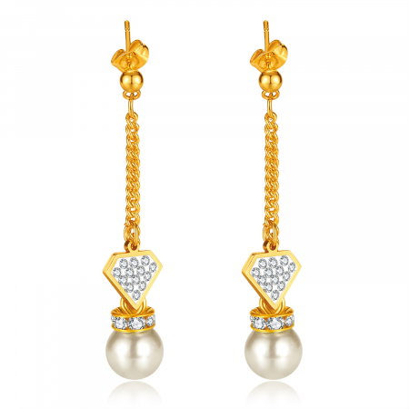 Cercei inox lungi cu perle