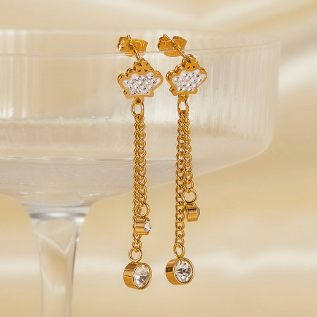 Cercei inox lungi cu zirconii [13]