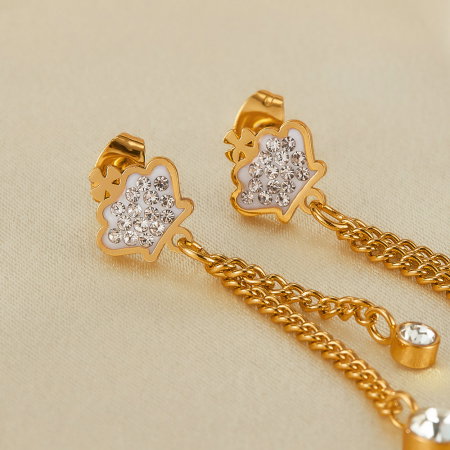 Cercei inox lungi cu zirconii [2]