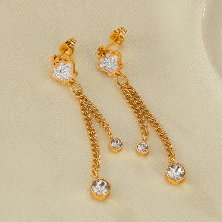 Cercei inox lungi cu zirconii [6]