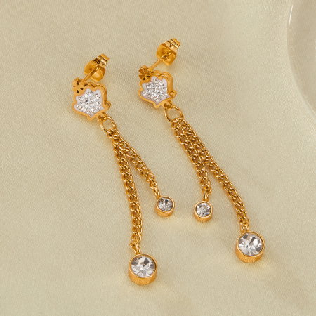 Cercei inox lungi cu zirconii [8]