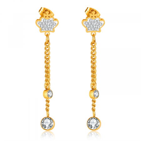 Cercei inox lungi cu zirconii