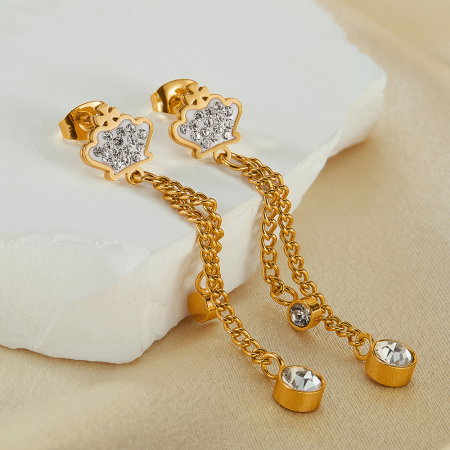 Cercei inox lungi cu zirconii [4]