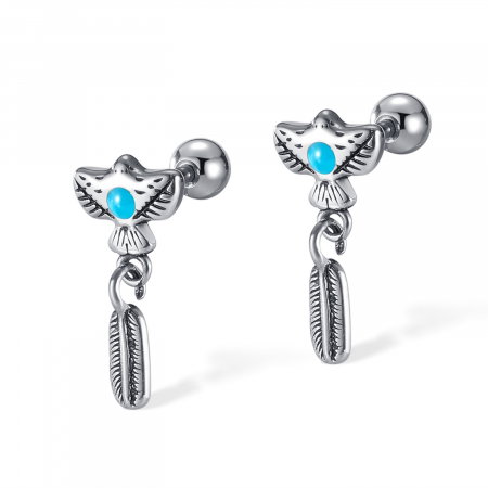 Cercei inox pana de vultur amerindian