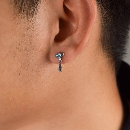 Cercei inox pana de vultur amerindian [3]