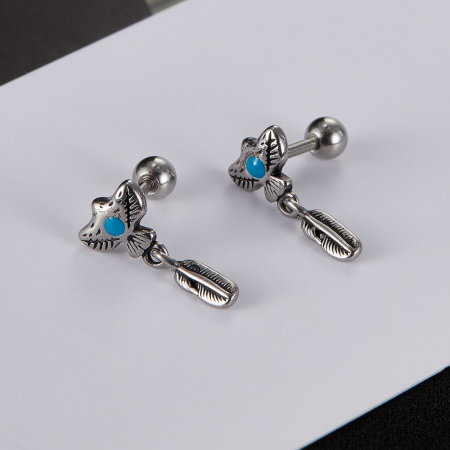 Cercei inox pana de vultur amerindian [2]