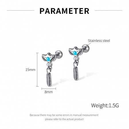 Cercei inox pana de vultur amerindian [12]