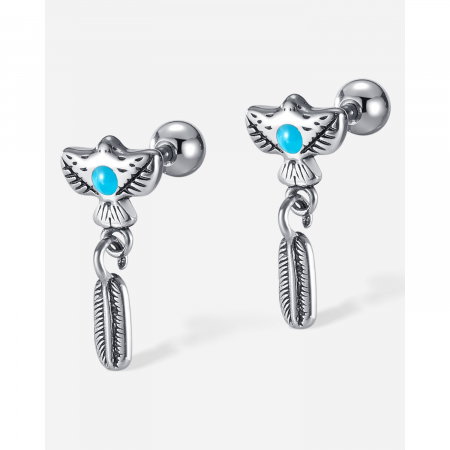 Cercei inox pana de vultur amerindian [7]