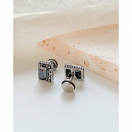 Cercei inox patrati cu zirconiu [2]