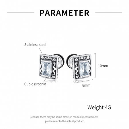 Cercei inox patrati cu zirconiu [5]