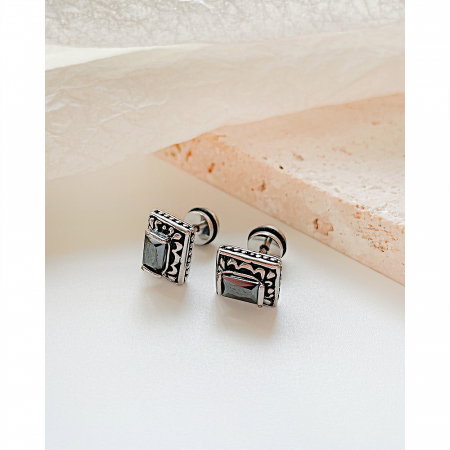 Cercei inox patrati cu zirconiu [3]