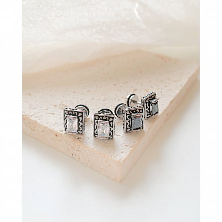 Cercei inox patrati cu zirconiu [4]