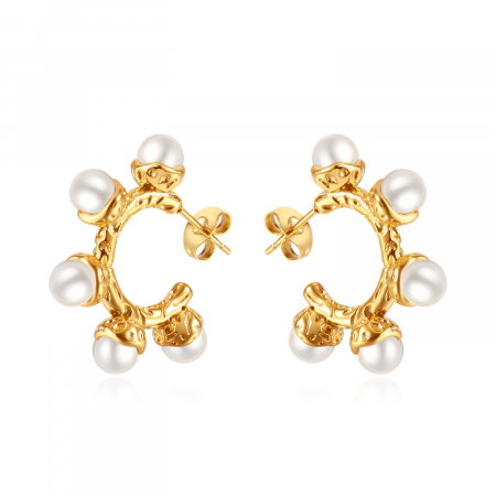 Cercei inox rotunzi cu perle