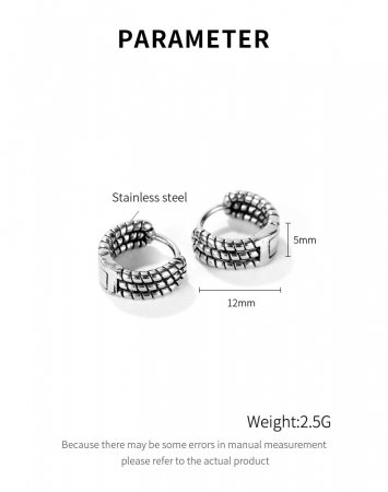 Cercei inox rotunzi Hip Hop [6]