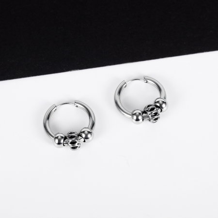 Cercei inox rotunzi Hip Hop [7]