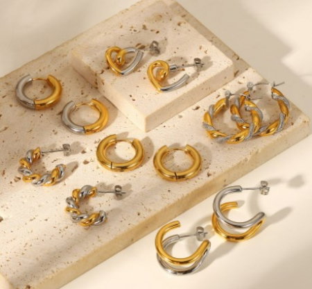 Cercei  inox rotunzi in 2 culori [4]