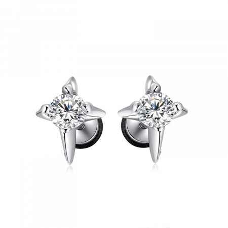 Cercei inox stelute cu zirconiu
