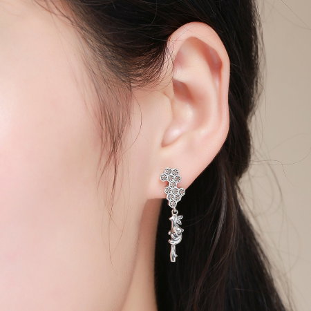 Cercei lungi din argint 925 cu fagure si ursuleti - Be Nature EST0016 [5]