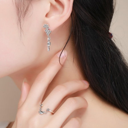 Cercei lungi din argint 925 cu fagure si ursuleti - Be Nature EST0016 [6]