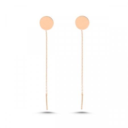 Cercei lungi din argint placat cu aur roz, cu banuti - ETU0106 [0]