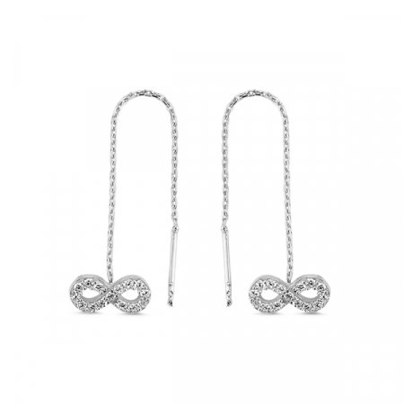 Cercei lungi din argint placat cu rodiu, cu simbolul infinit si zirconii albe  - ETU0104 [0]