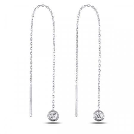 Cercei lungi din argint placat cu rodiu si zirconii albe  - ETU0178 [0]
