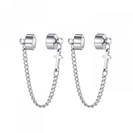 Cercei magnetici din inox cu lant si cruciulita