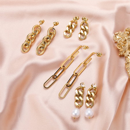 Cercei lungi din lant de inox si perla naturala [4]