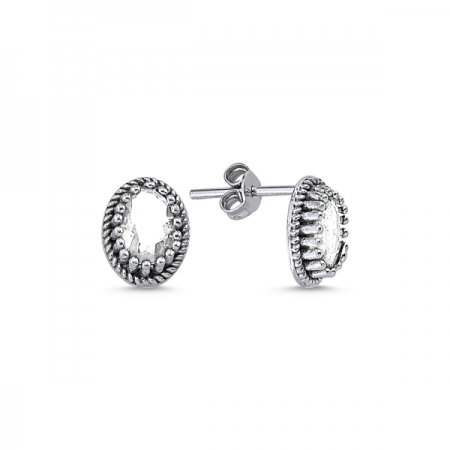 Cercei ovali argint 925 cu zirconii - Be Elegant ETU0090