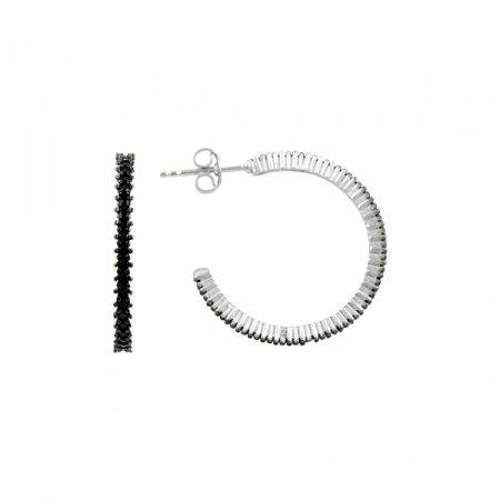 Cercei rotunzi argint 925 cu zirconii negre - Be Elegant ETU0061 [0]