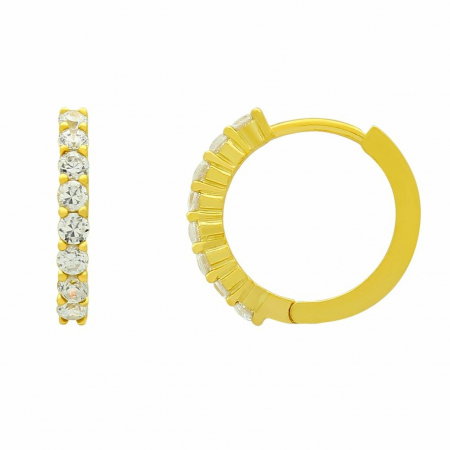 Cercei rotunzi din argint 925 placati cu aur, cu zirconii [1]