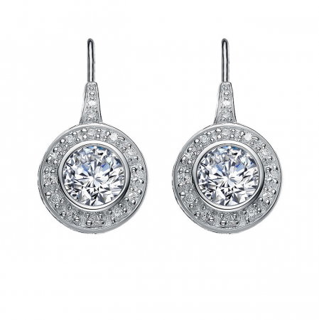 Cercei rotunzi din argint 925 rodinat, cu zirconii [0]
