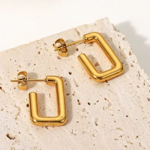 Cercei eleganti din inox auriu cu zirconii [4]