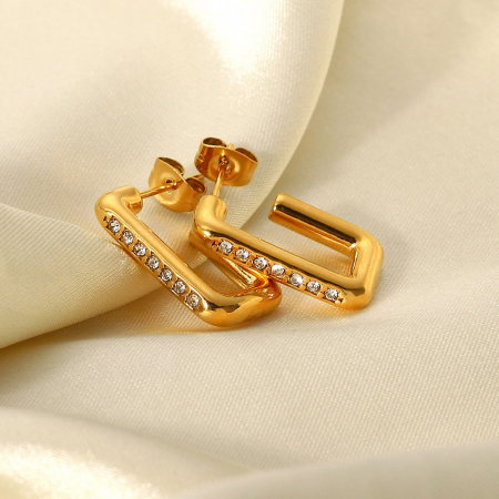 Cercei eleganti din inox auriu cu zirconii [3]