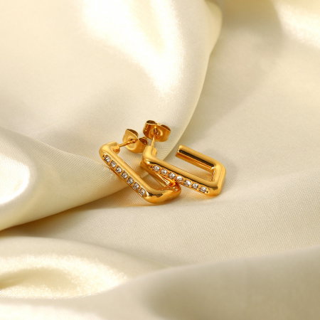 Cercei eleganti din inox auriu cu zirconii [1]