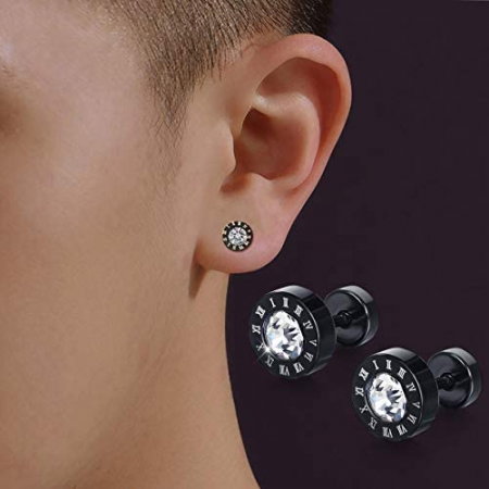 Cercei rotunzi din inox cu zirconii [1]