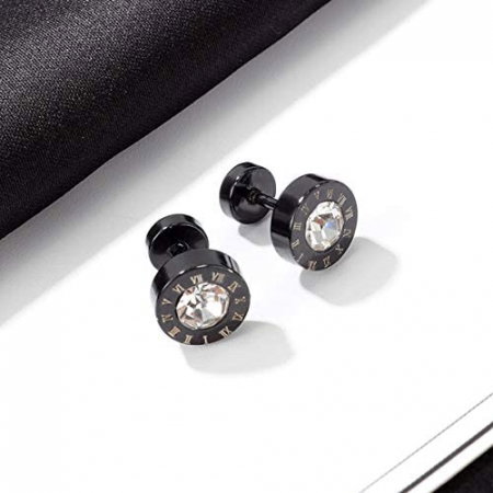 Cercei rotunzi din inox cu zirconii [2]