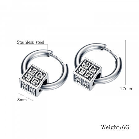 Cercei rotunzi inox cu cuburi [2]