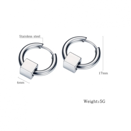 Cercei rotunzi geometrici din otel inox [2]