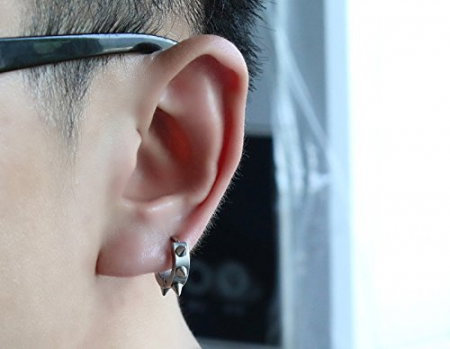 Cercei rotunzi Punk din inox negru [4]