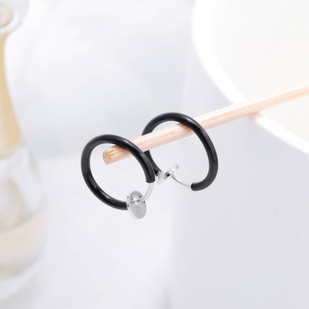 Cercei rotunzi din inox negru [3]