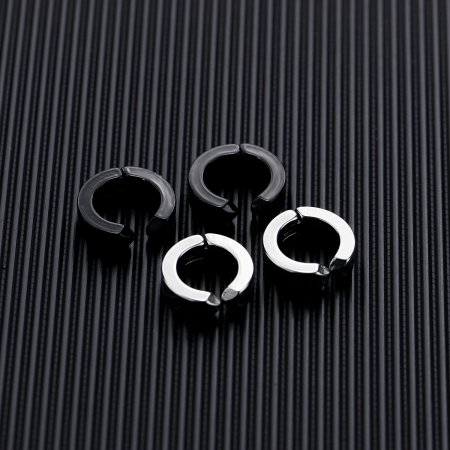 Cercei rotunzi clips din inox negru [4]