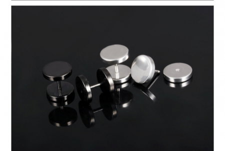 Cercei rotunzi simpli din inox negru [3]