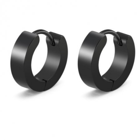 Cercei rotunzi simpli negri din otel inox [8]
