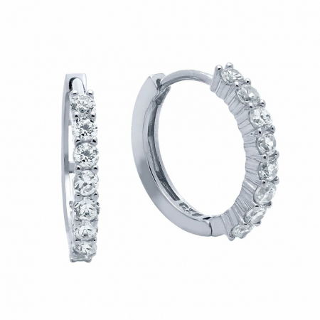 Cercei rotunzi din argint 925 rodinat, cu zirconii