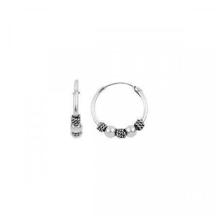 Cercei argint creole 18 mm cu bilute si model franghie [0]