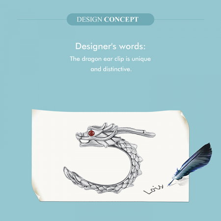 Cercel argint clip cu Dragon [13]